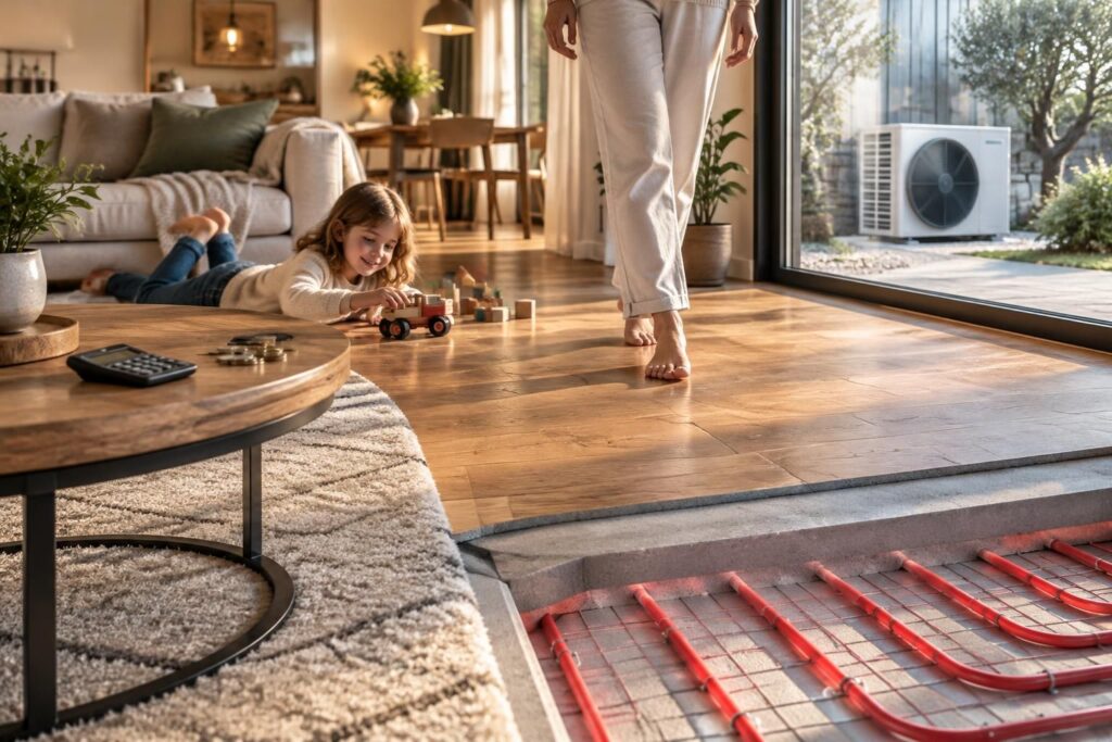 Plancher chauffant : confort, coût et compatibilité avec une pompe à chaleur